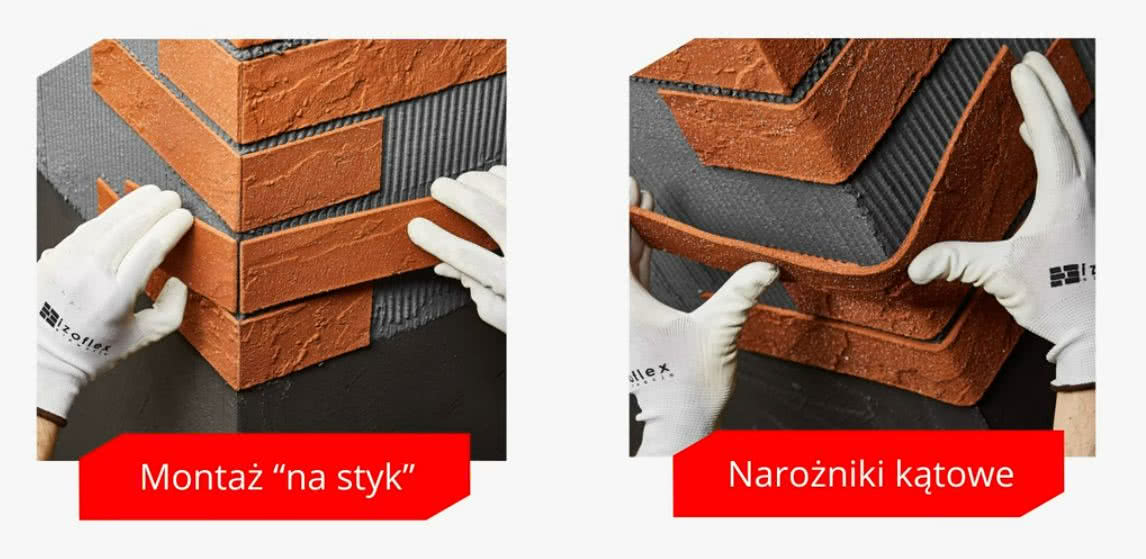 Wykończenie narożńków elewacji elastycznymi płytkami izoflex. fot. Inesta Wykończenie narożńków elewacji elastycznymi płytkami izoflex. fot. Inesta