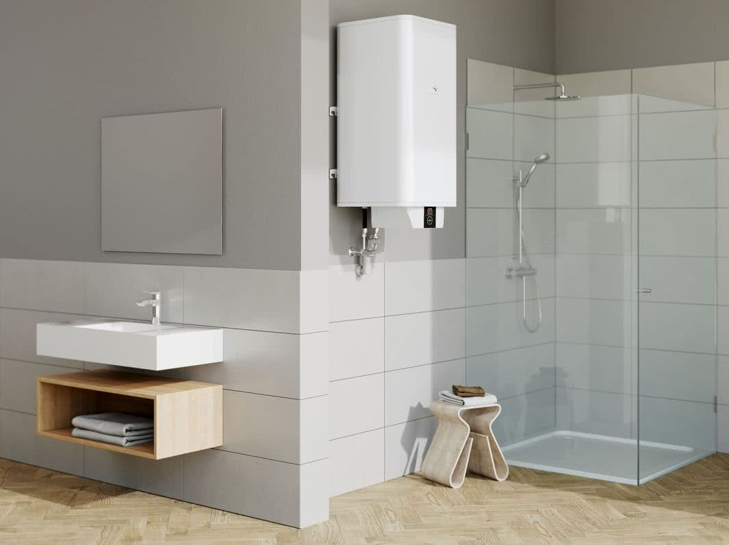 Pojemnościowy ogrzewacz wody w łazience zapewni ciepłą wodę również pod prysznicem. fot. Stiebel Eltron Pojemnościowy ogrzewacz wody w łazience zapewni ciepłą wodę również pod prysznicem. fot. Stiebel Eltron