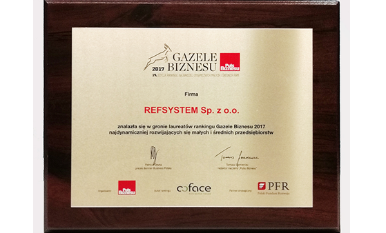 Nagroda Gazele Biznesu 2017 dla Refsystem