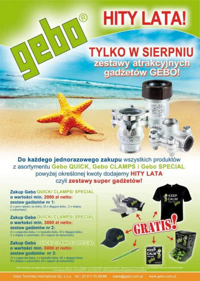 Do 31 sierpnia 2016 roku firma GEBO Technika International Sp. z o. o. organizuje promocję "Hity Lata 2016!"