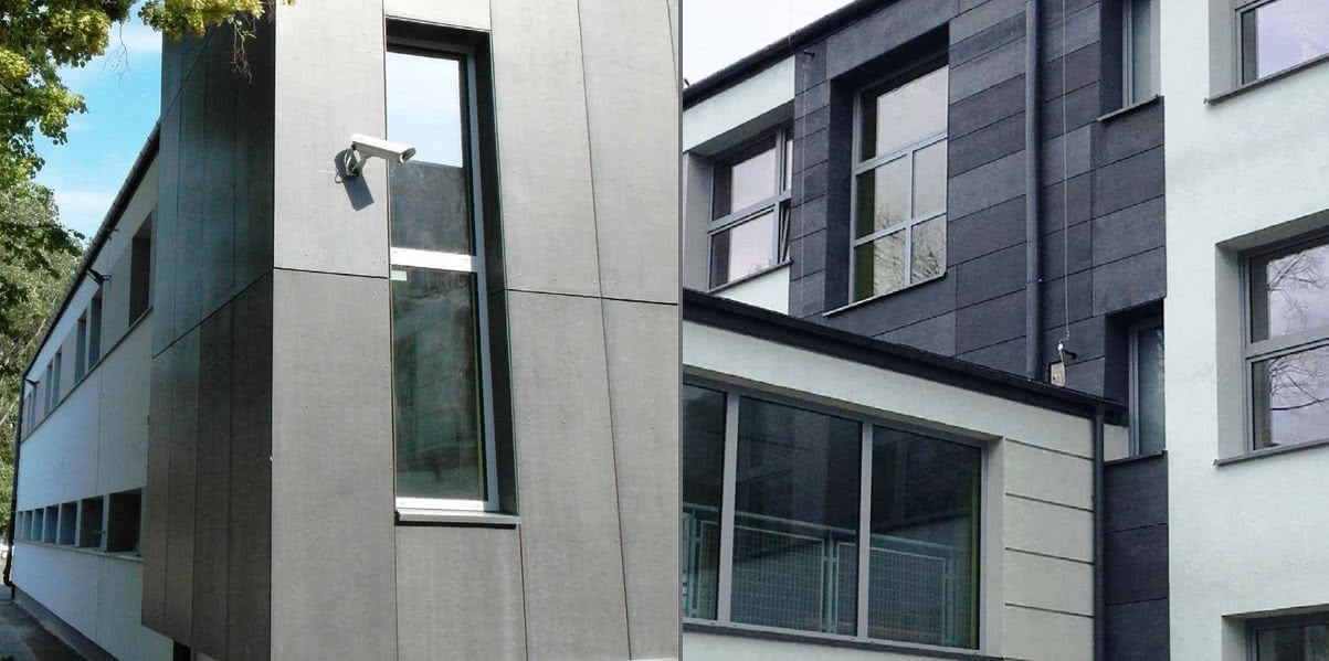 Płyta cementowo-włóknista FASADA PANEL na elewacji wentylowanej. fot. Fasada System Płyta cementowo-włóknista FASADA PANEL na elewacji wentylowanej. fot. Fasada System